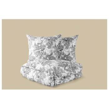 LIVARNO® Bettwäsche, aus Feinbiber, 200 x 220 cm, weiß/grau - B-Ware neuwertig