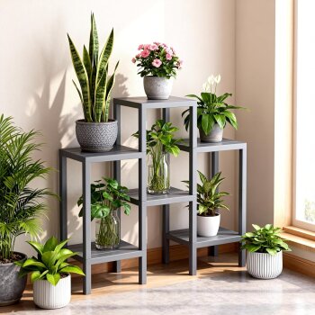 Ribelli 6-stufiges Blumenregal, grau - B-Ware sehr gut