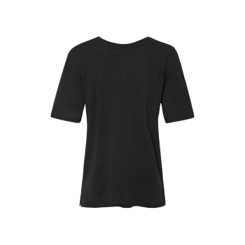 esmara® Damen Leinen-T-Shirt, mit überschnittenen Schultern (Schwarz, S(36/38)) - B-Ware neuwertig