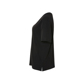 esmara® Damen Leinen-T-Shirt, mit überschnittenen Schultern (Schwarz, S(36/38)) - B-Ware neuwertig