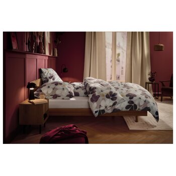 LIVARNO home Mikrofaser-Satin-Bettwäsche, 160 x 200 cm, 70 x 80 cm, Blumen - B-Ware neuwertig