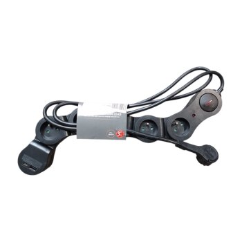 TRONIC® Steckdosenleiste wendig inkl. USB, schwarz -...