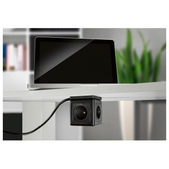 TRONIC® Steckdosenwürfel, mit USB-Ports, schwarz - B-Ware sehr gut