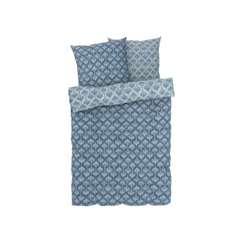 LIVARNO home Satin-Bettwäsche, 200 x 220 cm (Floral blau) - B-Ware neuwertig
