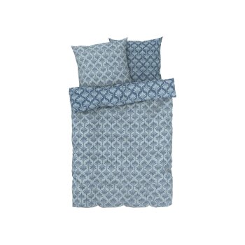 LIVARNO home Satin-Bettwäsche, 200 x 220 cm (Floral blau) - B-Ware neuwertig
