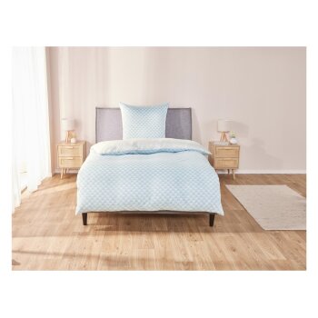 LIVARNO home Bettwäsche, aus Mikrofaser-Satin, 140 x 200 cm, Blumenmuster/blau/weiß - B-Ware sehr gut