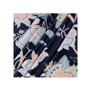 LIVARNO home Bettwäsche, aus Mikrofaser-Satin, 140 x 200 cm, Blumen/marineblau - B-Ware sehr gut