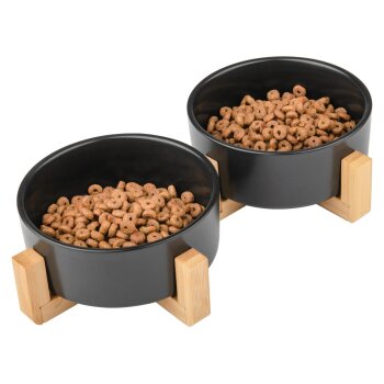 zoofari® Futternapf / Doppelfutternapf (Doppelnapf, Schwarz) - B-Ware Transportschaden Kosmetisch