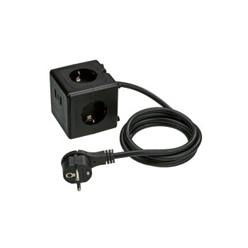 TRONIC® Steckdosenwürfel mit USB-Ports (Schwarz) - B-Ware sehr gut