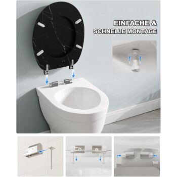 Ribelli WC Sitz, mit Absenkautomatik, schwarz/Marmormuster - B-Ware sehr gut