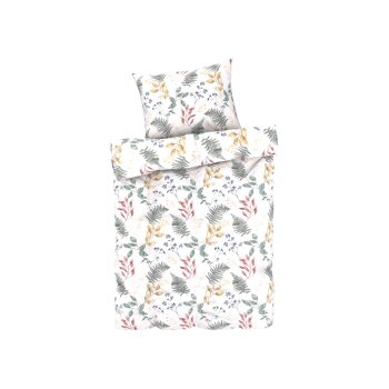 LIVARNO home Bettwäsche, aus Mikrofaser-Satin 140 x 200 cm, Pflanzen - B-Ware neuwertig