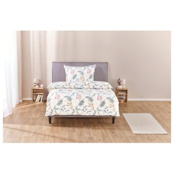 LIVARNO home Bettwäsche, aus Mikrofaser-Satin 140 x 200 cm, Pflanzen - B-Ware neuwertig