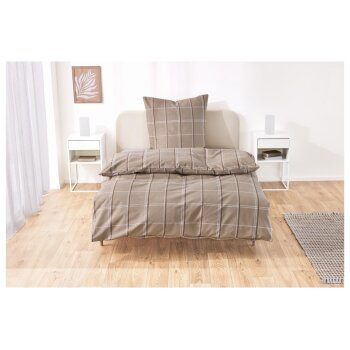 LIVARNO home Feinbiber-Bettwäsche, 135 x 200 cm (Karo/braun) - B-Ware neuwertig