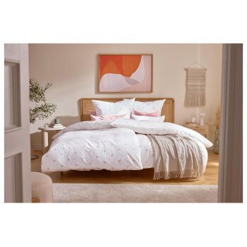 LIVARNO® Edel-Renforcé-Bettwäsche, 135 x 200 cm (Weiß/Rosa) - B-Ware neuwertig