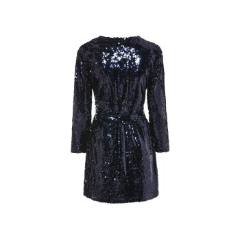 esmara® Damen Pailletten-Kleid / Pailletten-Wickelkleid, mit Rundhalsausschnitt / V-Ausschnitt (Navy, XS(32/34)) - B-Ware Beschädigt