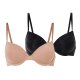 esmara® Damen Bügel BHs, 2-Stück mit verstellbaren Trägern (schwarz/beige, 85C) - B-Ware sehr gut