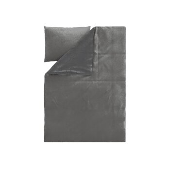LIVARNO® Wendebettwäsche, aus Plüsch, 140 x 200 cm, grau - B-Ware neuwertig