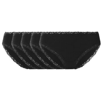 esmara® Damen Gerippte Slips mit Spitze, 5 Stück (Schwarz, XS(32/34)) - B-Ware sehr gut