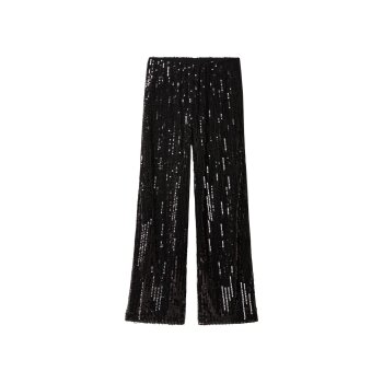 esmara® Damen Pailletten-Hose (Schwarz, M(40/42)) - B-Ware neuwertig