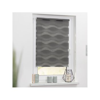 Lichtblick Duo Rollo Welle Klemmfix, ohne Bohren, ab 45 x 150 cm (Anthrazit, 60x150 cm) - B-Ware neuwertig