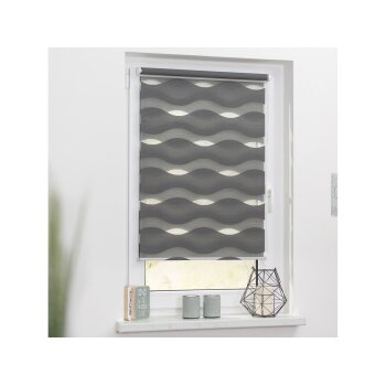 Lichtblick Duo Rollo Welle Klemmfix, ohne Bohren, ab 45 x 150 cm (Anthrazit, 60x150 cm) - B-Ware neuwertig
