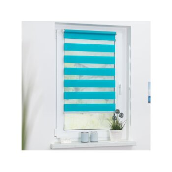 Lichtblick Klemmfix Duo-Rollo, Sonnen- und Sichtschutz, Lichtregulierung, ohne Bohren, Blau, 90 cm, 150 cm - B-Ware neuwertig