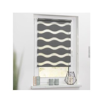 Lichtblick Duo-Rollo Klemmfix, ohne Bohren, 80 x 150 cm, anthrazit - B-Ware neuwertig