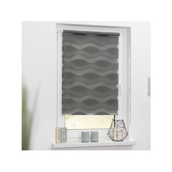 Lichtblick Duo-Rollo Klemmfix, ohne Bohren, 90 x 150 cm, anthrazit - B-Ware neuwertig