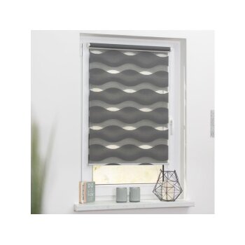 Lichtblick Duo-Rollo Klemmfix, ohne Bohren, 90 x 150 cm, anthrazit - B-Ware neuwertig