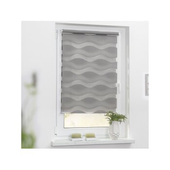 Lichtblick Duo Rollo Welle Klemmfix, ohne Bohren, ab 45 x 150 cm (Grau, 90x220 cm) - B-Ware neuwertig