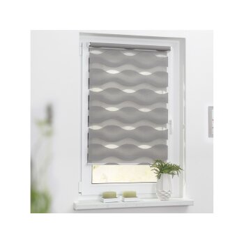 Lichtblick Duo Rollo Welle Klemmfix, ohne Bohren, ab 45 x 150 cm (Grau, 90x220 cm) - B-Ware neuwertig