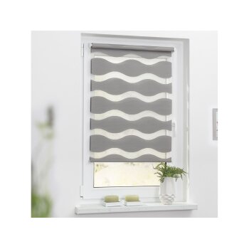 Lichtblick Duo Rollo Welle Klemmfix, ohne Bohren (Grau, 90 x 220 cm) - B-Ware neuwertig
