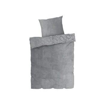 LIVARNO home Bettwäsche Plüsch Prägeoptik 155 x 220 cm (grau) - B-Ware neuwertig