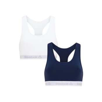 Reebok 2er Set Damen-Sport-BHs, S, marineblau/weiß - B-Ware neuwertig