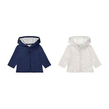lupilu® Baby Sweatjacke, 2 Stück, aus reiner Bio-Baumwolle (marine/hellgrau, 74/80) - B-Ware neuwertig