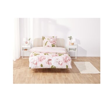 LIVARNO home Renforcé-Bettwäsche, 155 x 220 cm (Floral rosa) - B-Ware neuwertig