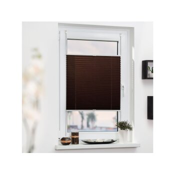 Lichtblick Klemmfix Plissee, stufenloses Einstellen, blickdicht, Montage ohne Bohren, 70 x 130 cm, braun - B-Ware neuwertig