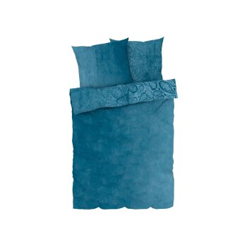 LIVARNO home Plüsch Bettwäsche, 160 x 200 cm, 70 x 80 cm, blau - B-Ware sehr gut