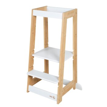 roba Lernturm, aus Holz, bis 80 kg, weiß/Bambus -...