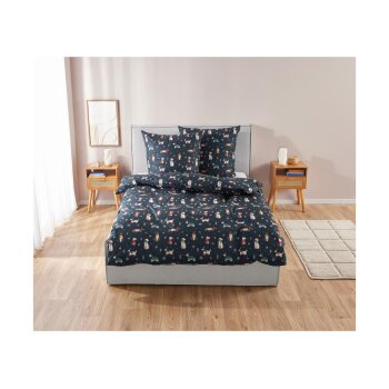 LIVARNO home Wendebettwäsche, aus Mikrofaser-Feinbiber, 220 x 200 cm, marine - B-Ware sehr gut