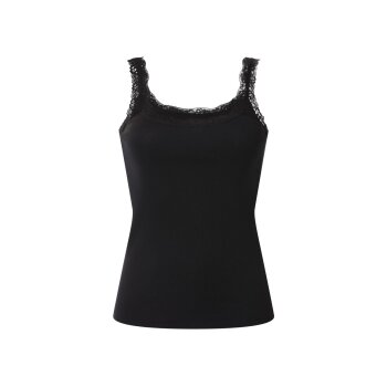 esmara® Damen Gerippte Tops mit Spitze, 3 Stück (Schwarz, L(44/46)) - B-Ware neuwertig