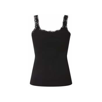 esmara® Damen Gerippte Tops mit Spitze, 3 Stück (Schwarz, L(44/46)) - B-Ware neuwertig