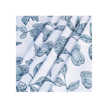 LIVARNO home Satin-Bettwäsche, 155 x 220 cm (Blumen blau/weiß) - B-Ware neuwertig