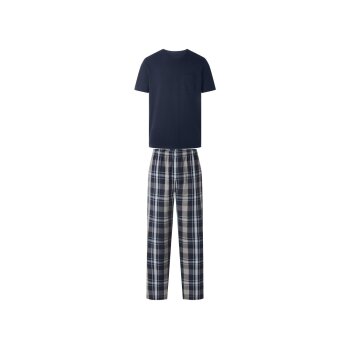 esmara Men Herren Pyjama (navy/kariert, XL (56/58)) -...