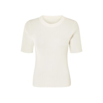 esmara® Damen Shirt, in modischer Ripp-Qualität (Weiß, M(40/42)) - B-Ware neuwertig