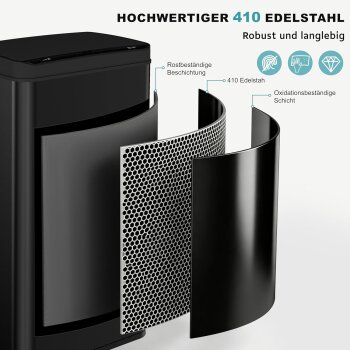 Ribelli Sensor-Mülleimer, aus Edelstahl, 50 L, schwarz - B-Ware sehr gut