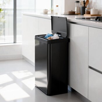 Ribelli Sensor-Mülleimer, aus Edelstahl, 50 L, schwarz - B-Ware sehr gut