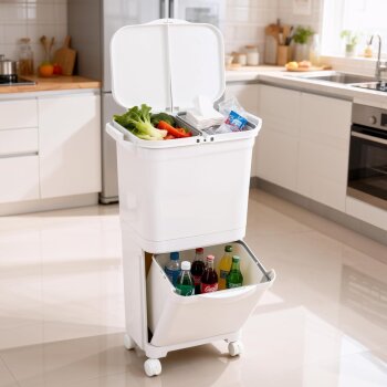 Ribelli Doppelfach-Mülleimer, auf Rädern, 45L,...