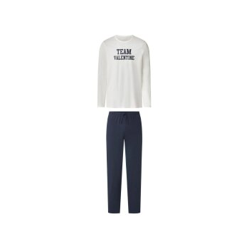 ESMARA MEN Herren Pyjama (weiß/navy, L (52/54)) -...