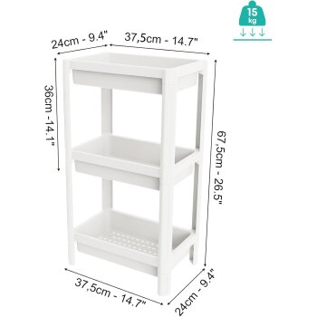 Ribelli Organisationsregal, mit 3 Ebenen, 24 cm, weiß - B-Ware neuwertig